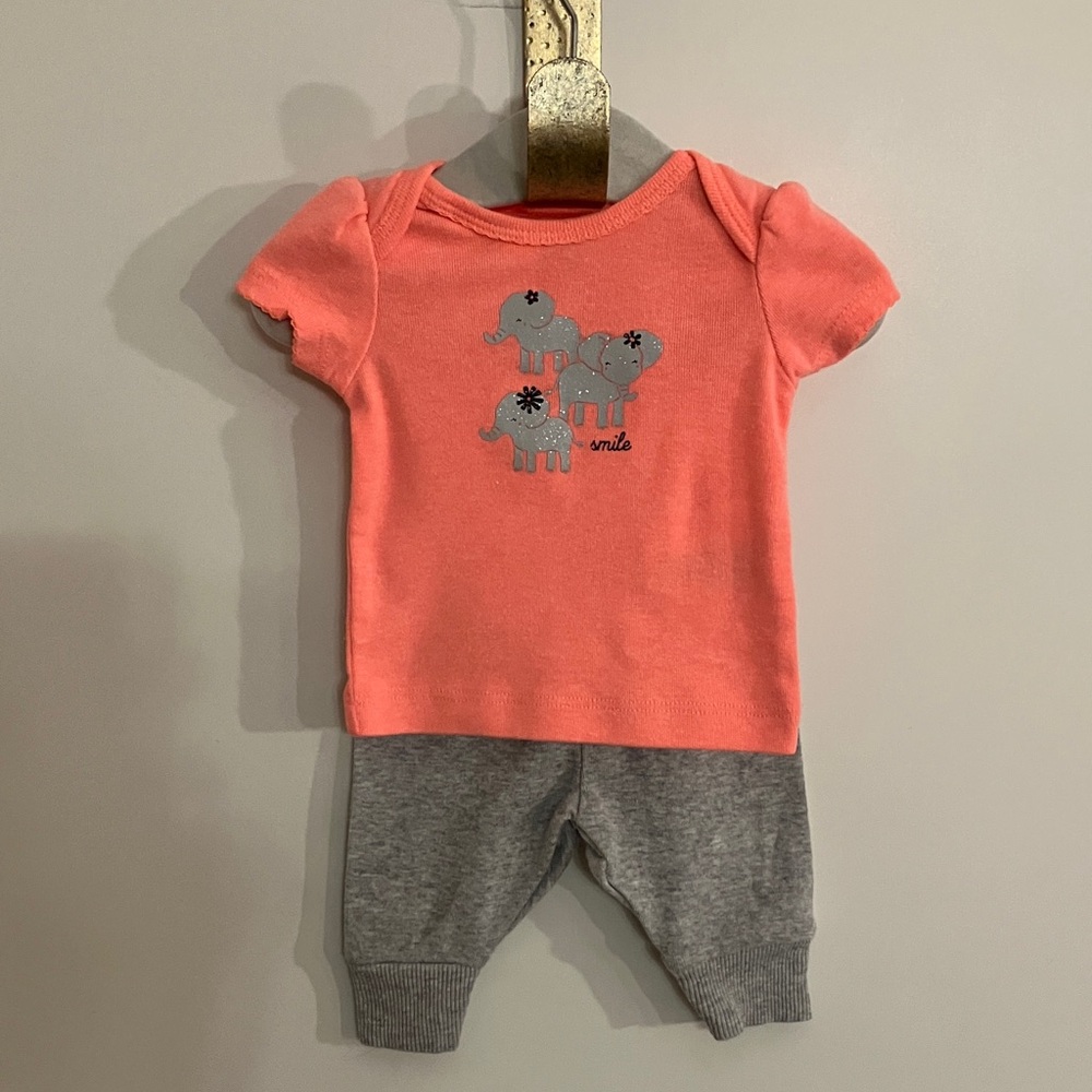 Carter's Pink and Gray Elephant Set